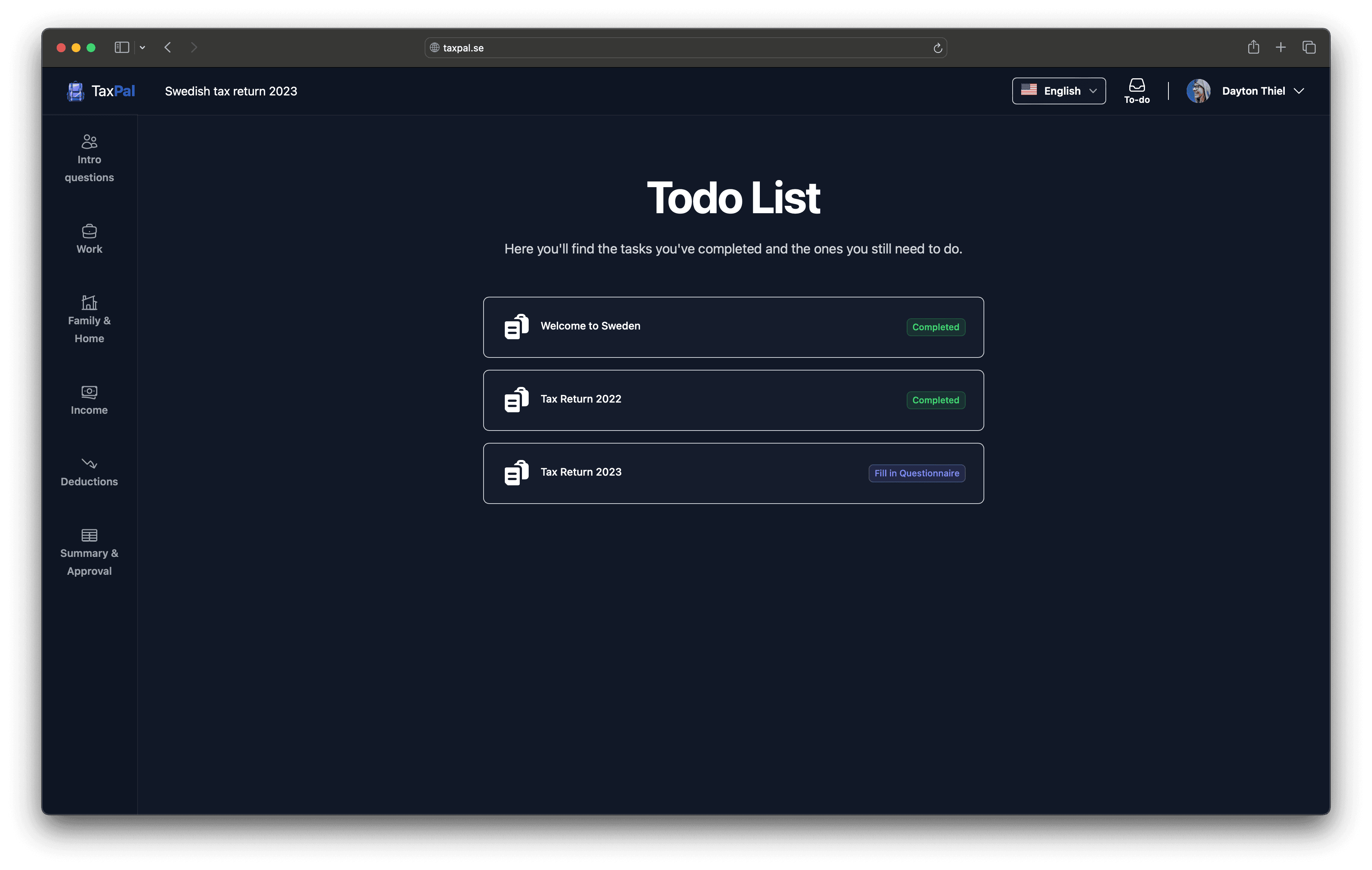 Admin View of TaxPal